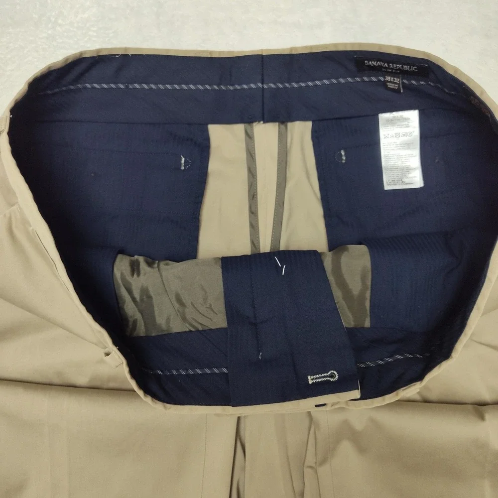 Banana Republic Pants Mens 38x32 Beige Chino Slim Manteco Cotton Spandex Canvas‎